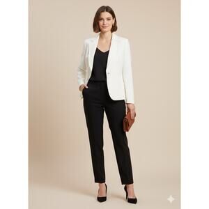 Black Label Evan Picone Ivory Lined Business Blazer Jacket Size 12